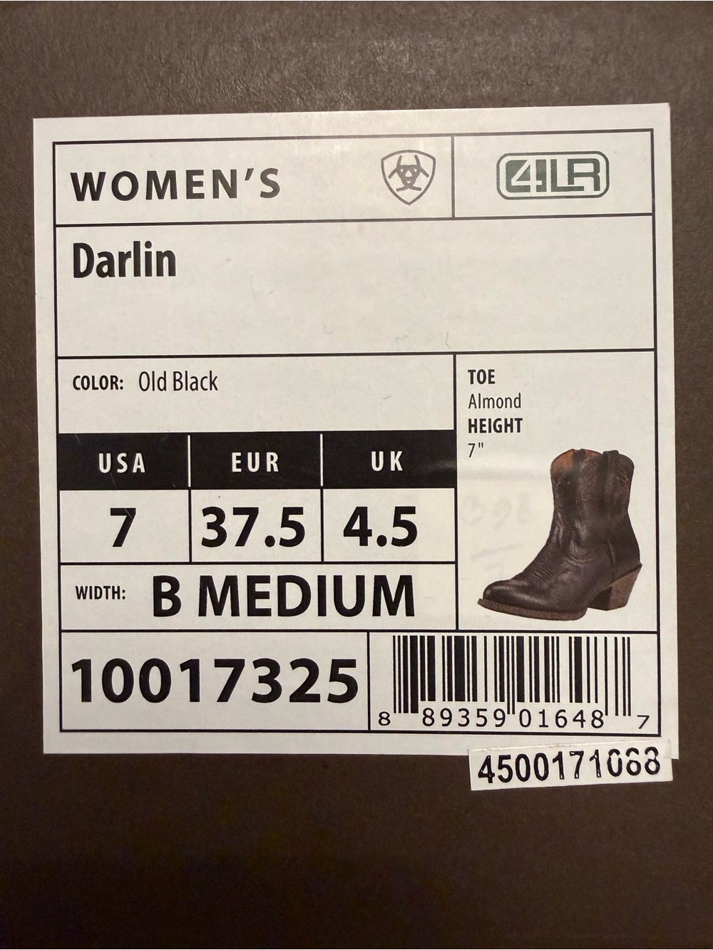 Ariat Darlin Women's Old Black Western Ankle Boots NIB